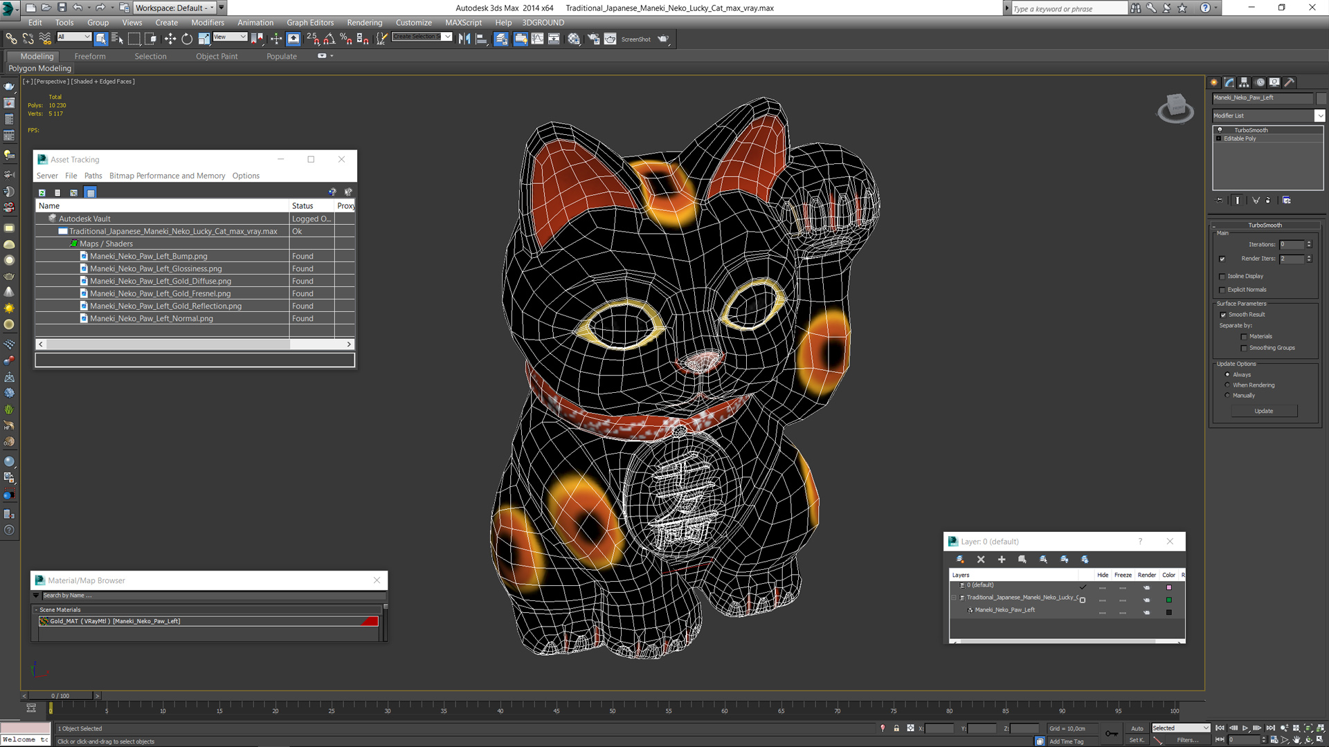 Traditional Japanese Maneki Neko Lucky Cat 3D