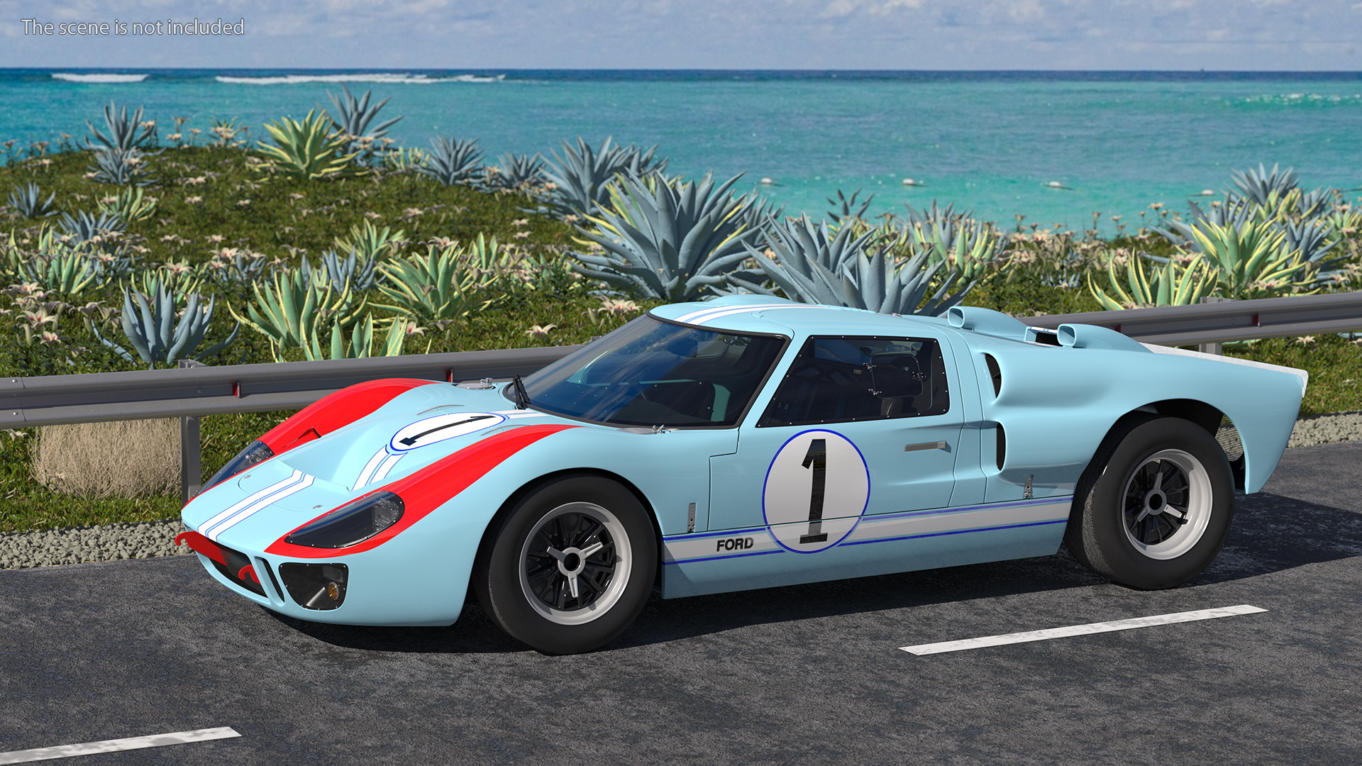 3D model Ford GT40 Racing Car Blue