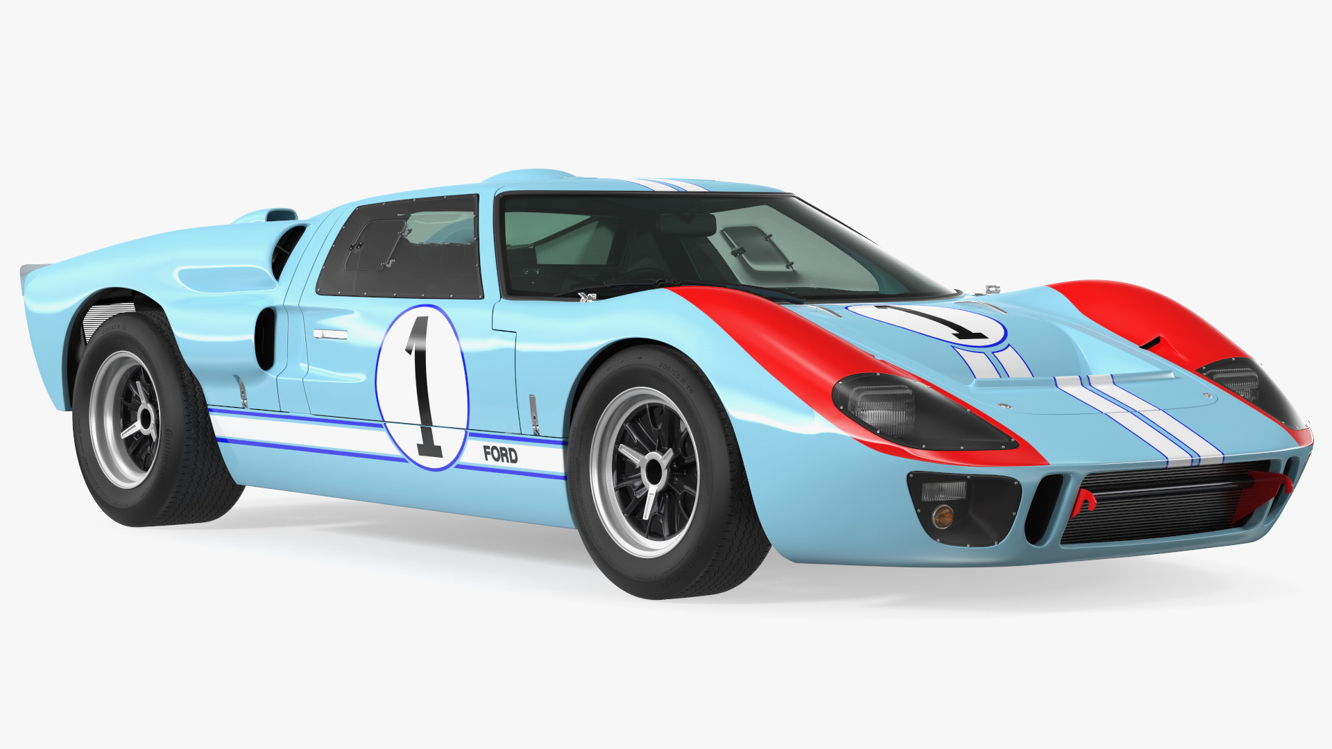 3D model Ford GT40 Racing Car Blue