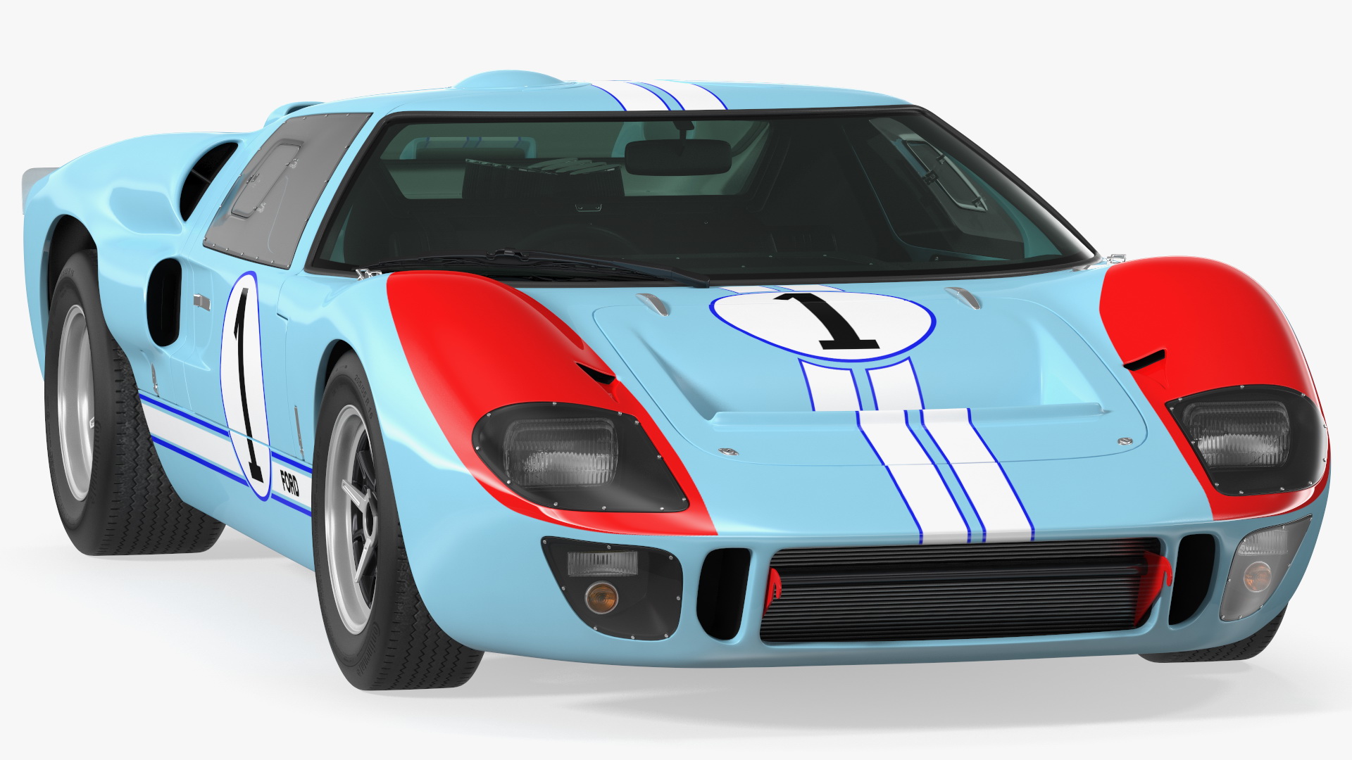 3D model Ford GT40 Racing Car Blue