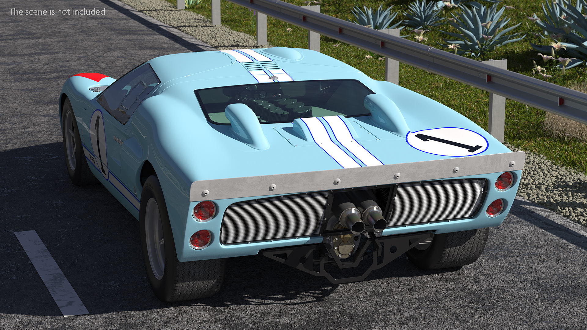 3D model Ford GT40 Racing Car Blue