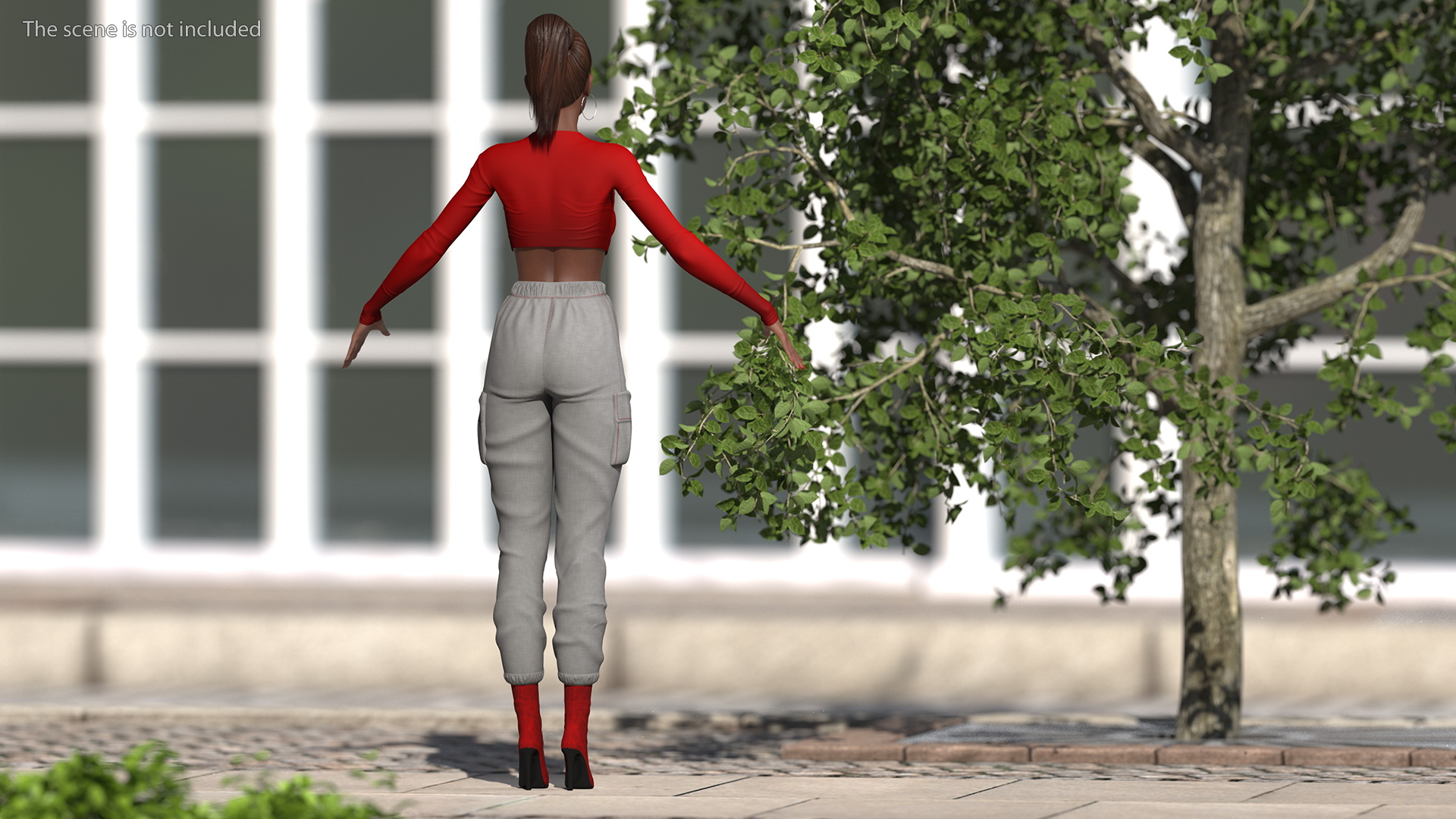 3D Dark Skin City Style Woman Rigged model