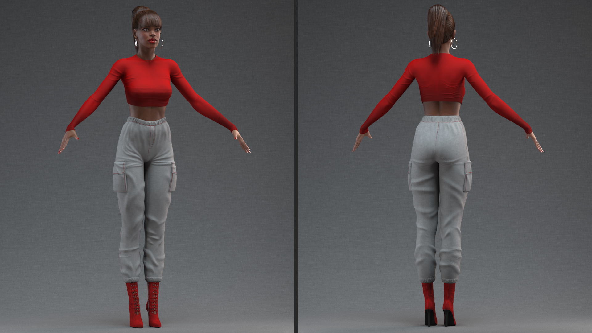 3D Dark Skin City Style Woman Rigged model