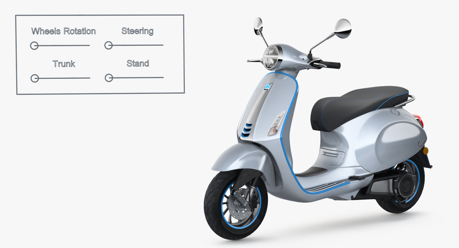 3D model Vespa Elettrica 2019 Scooter Rigged