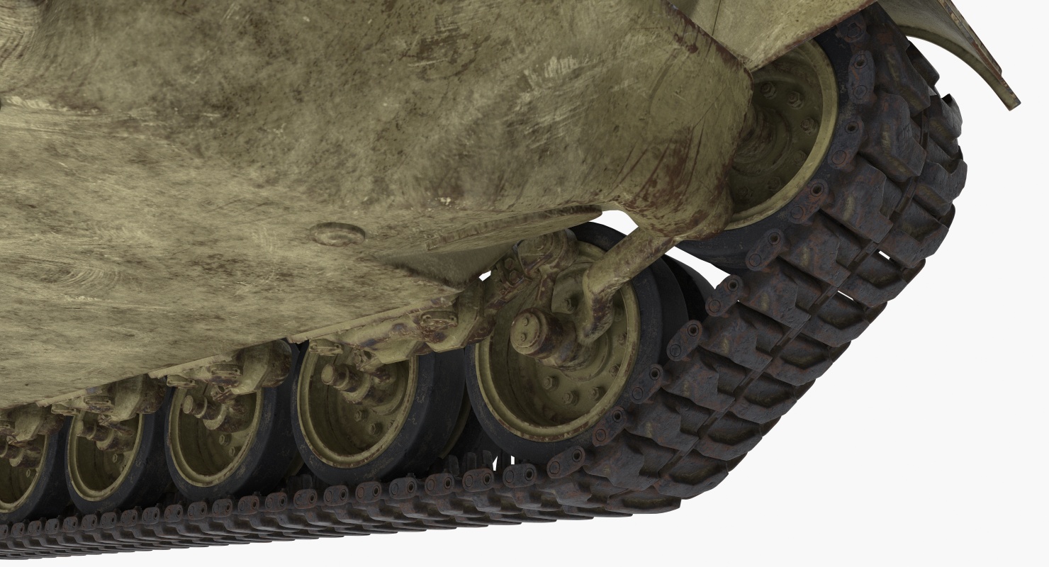 3D Medium Tank Pershing M26 with Dirt Rigged