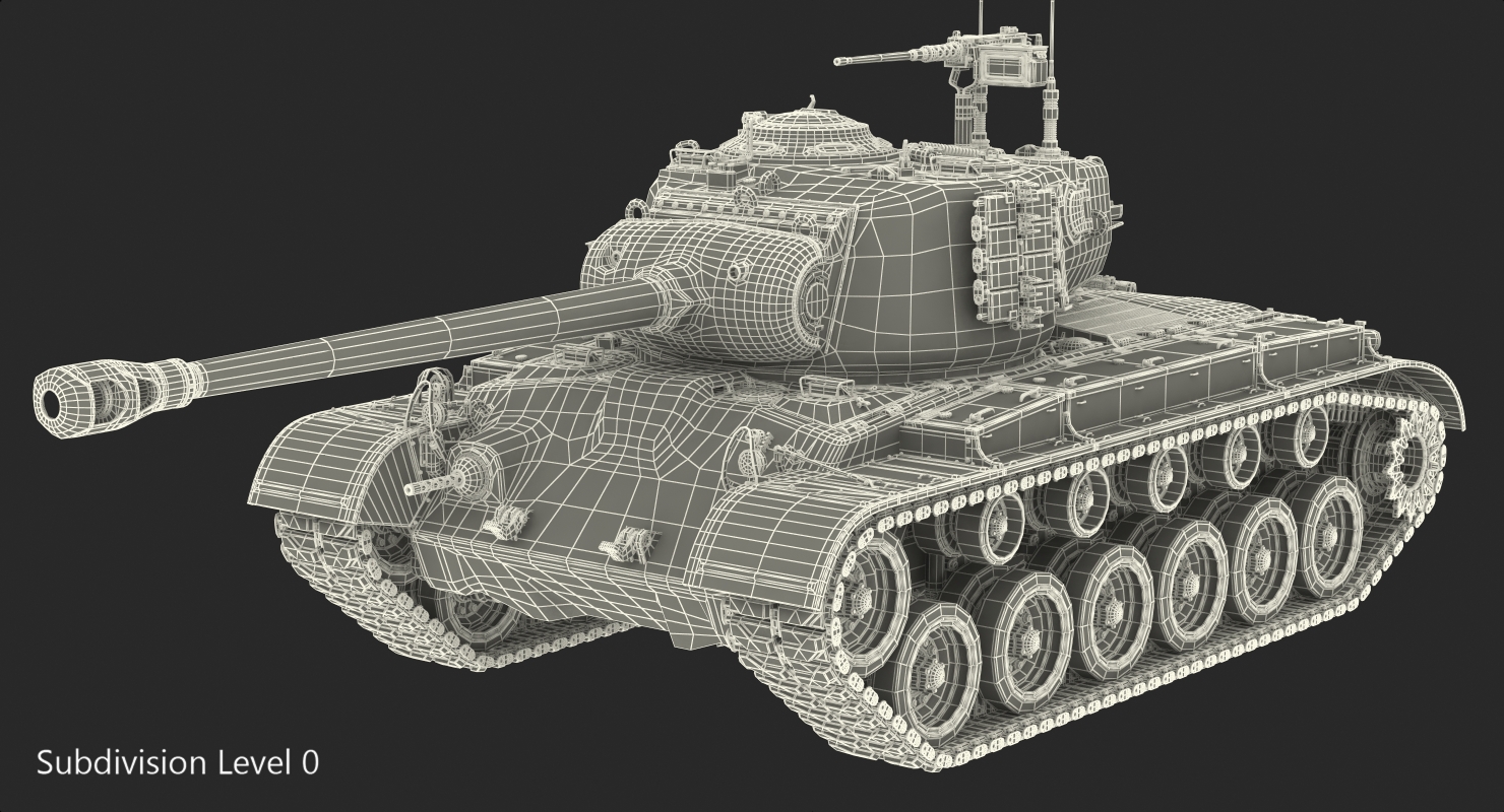 3D Medium Tank Pershing M26 with Dirt Rigged