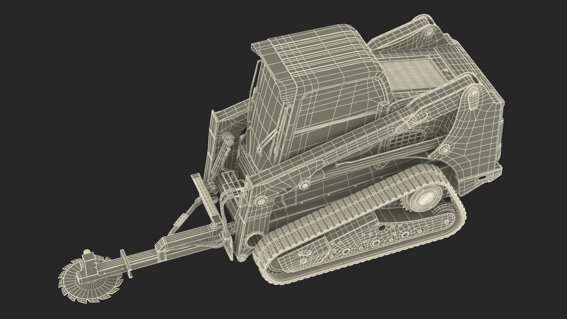 Compact Track Loader with Forestry Saw Attachment 3D model