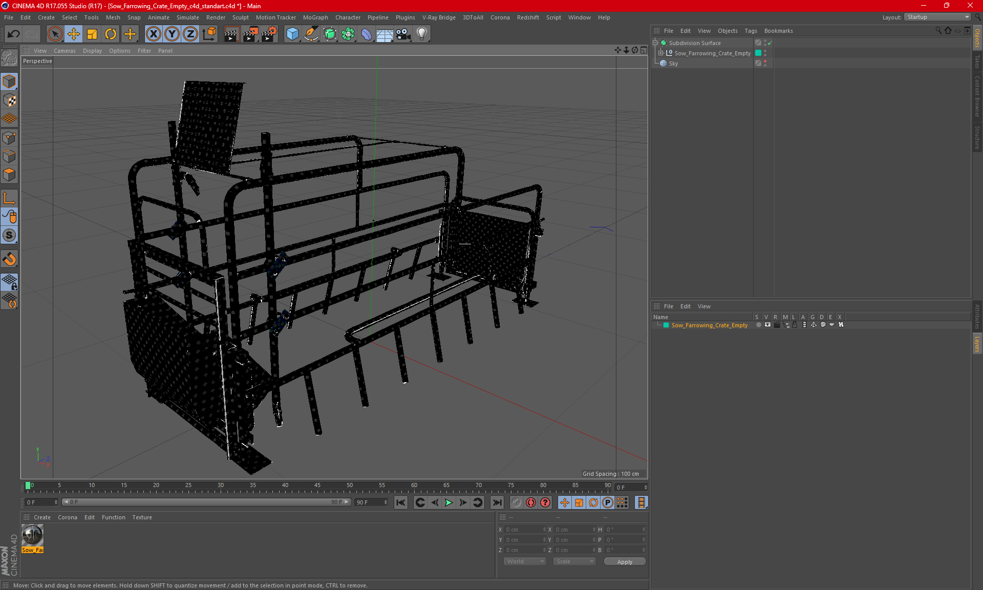 3D model Sow Farrowing Crate Empty