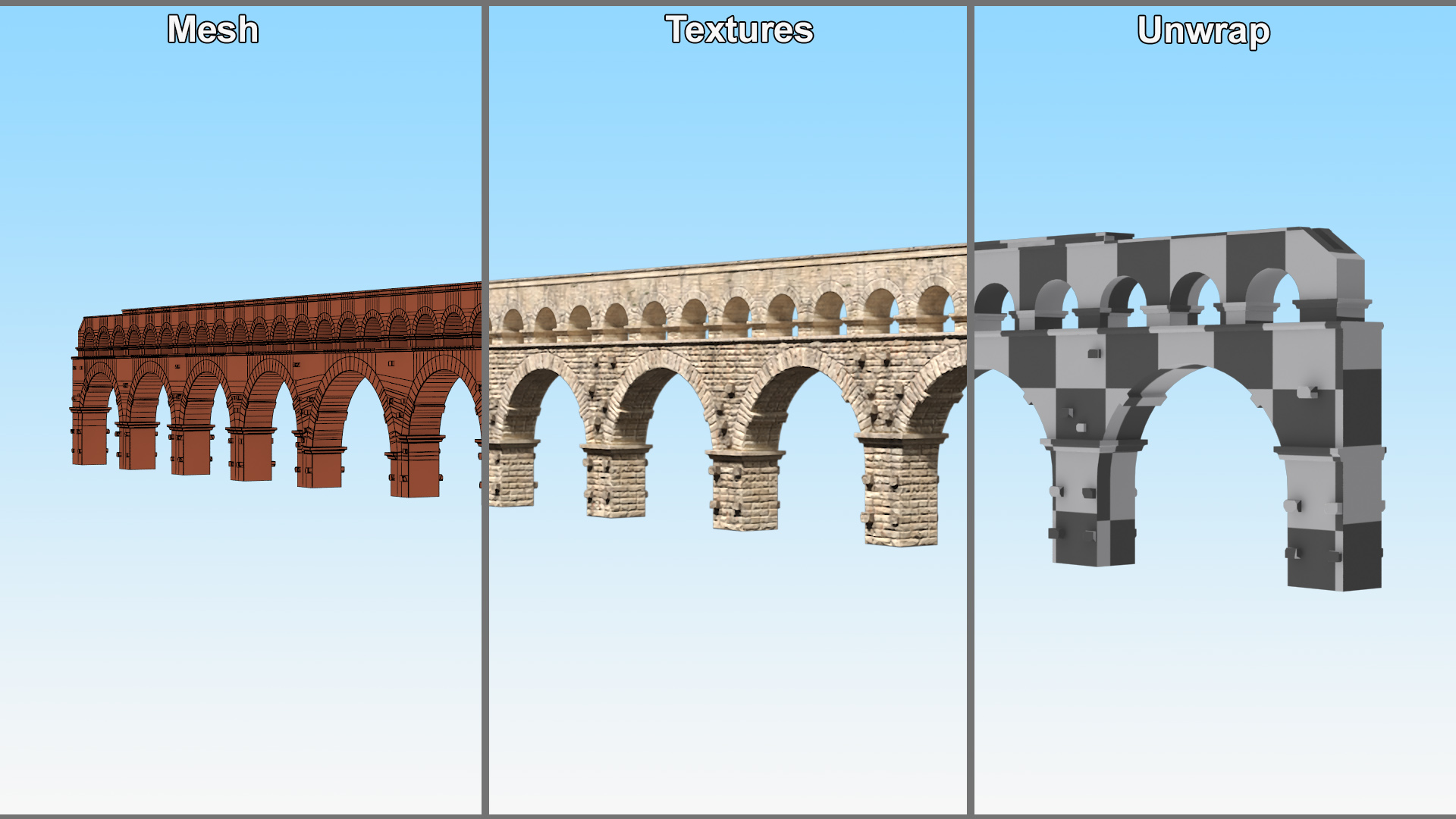 Ancient Single Level Aqueduct 3D model