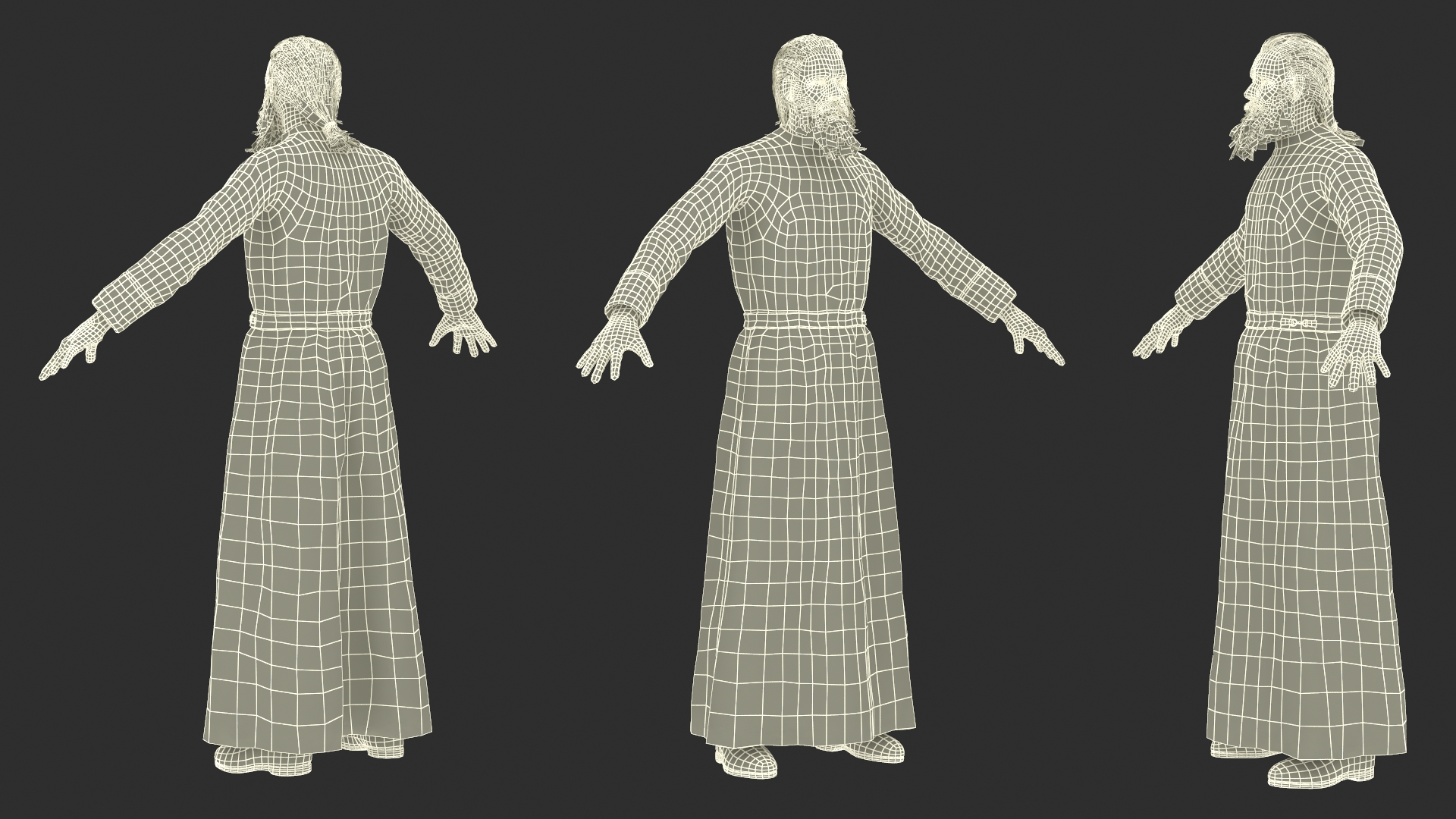 3D model Orthodox Church Monk Wearing Robe A-Pose