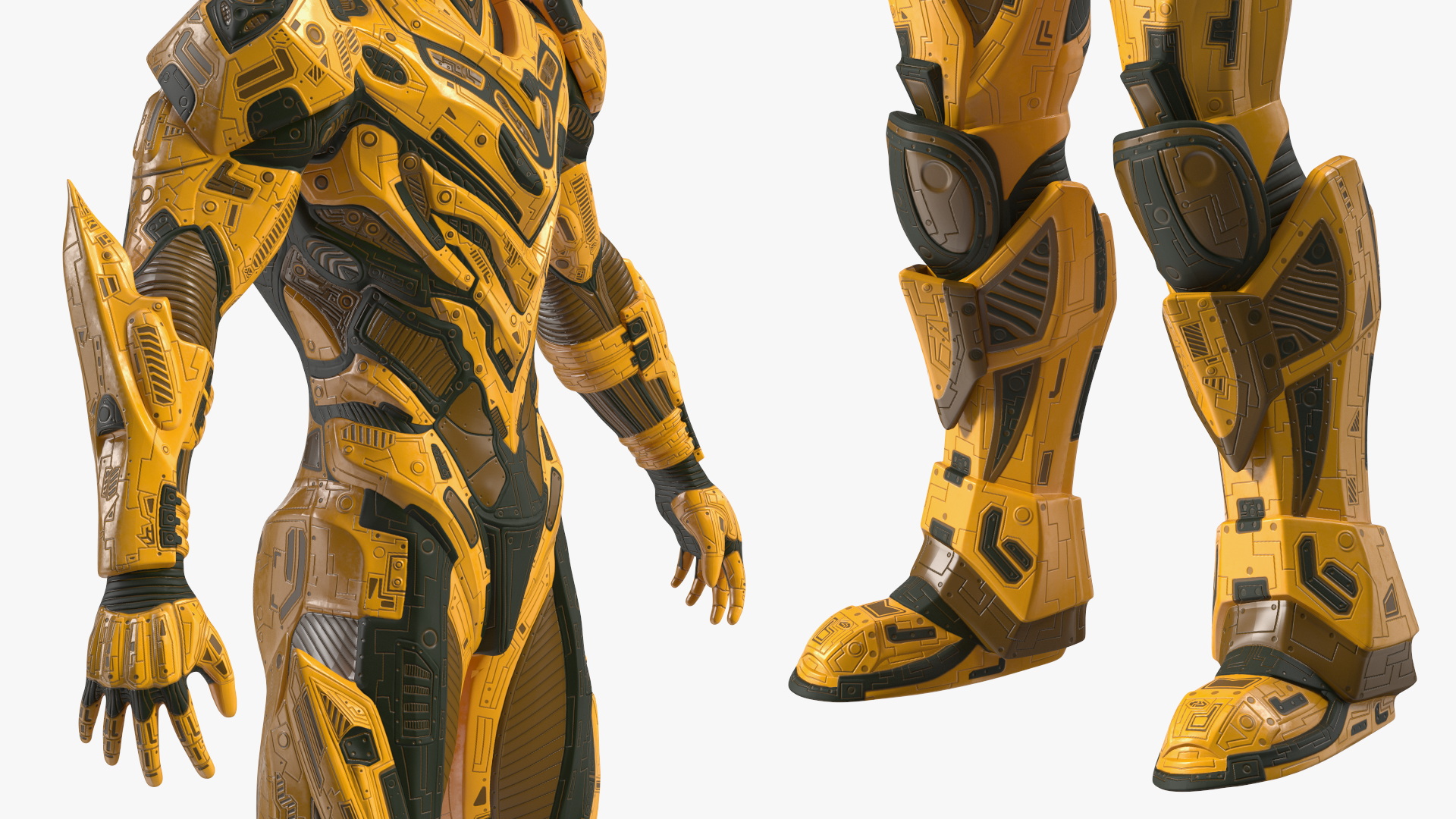 3D Sci-Fi Combat Robot Yellow