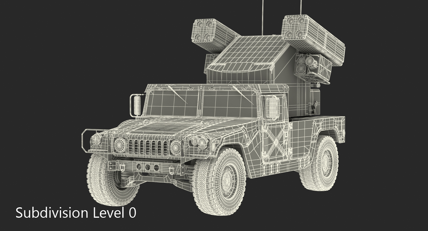 HMMWV M998 Equipped with Avenger Camo Rigged 3D model