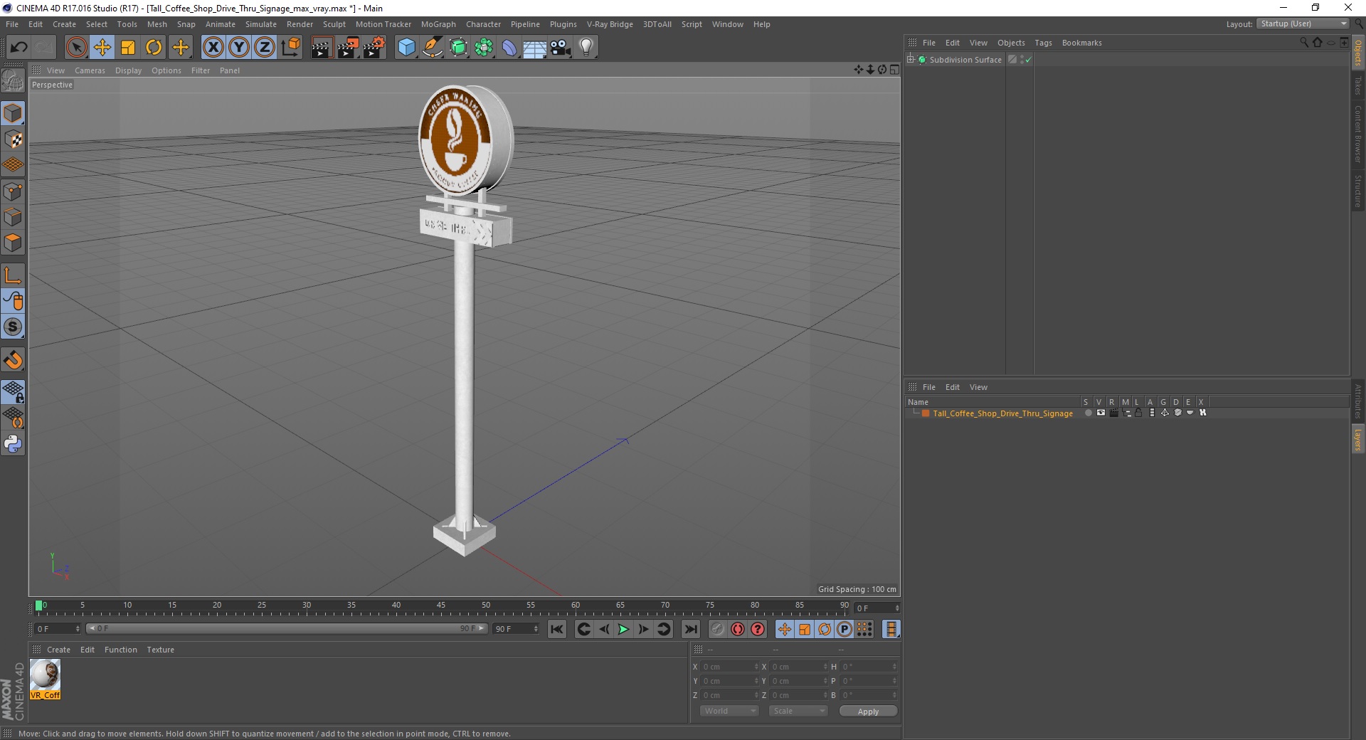 3D model Tall Coffee Shop Drive Thru Signage