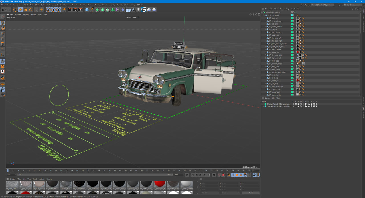 3D Checker Taxicab 1982 Rigged for Cinema 4D