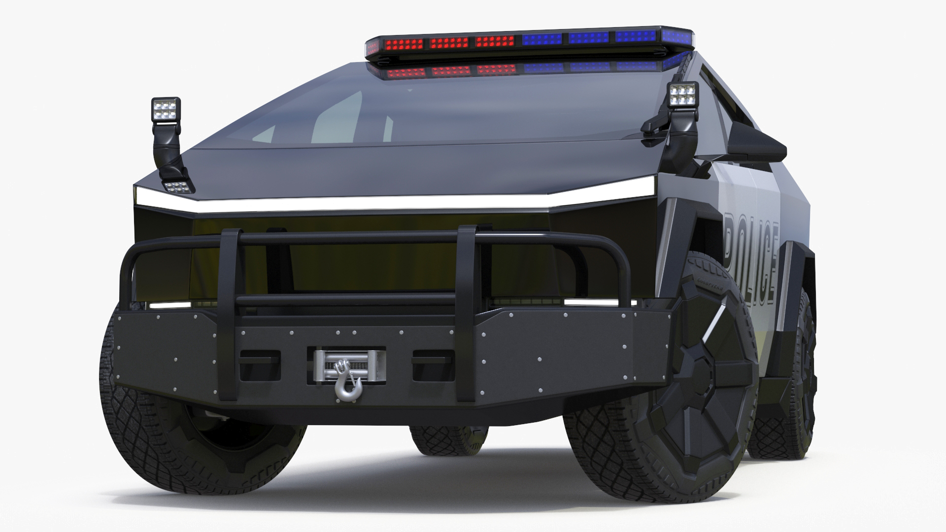 Tesla Cybertruck Police Patrol Vehicle Rigged for Cinema 4D 3D model