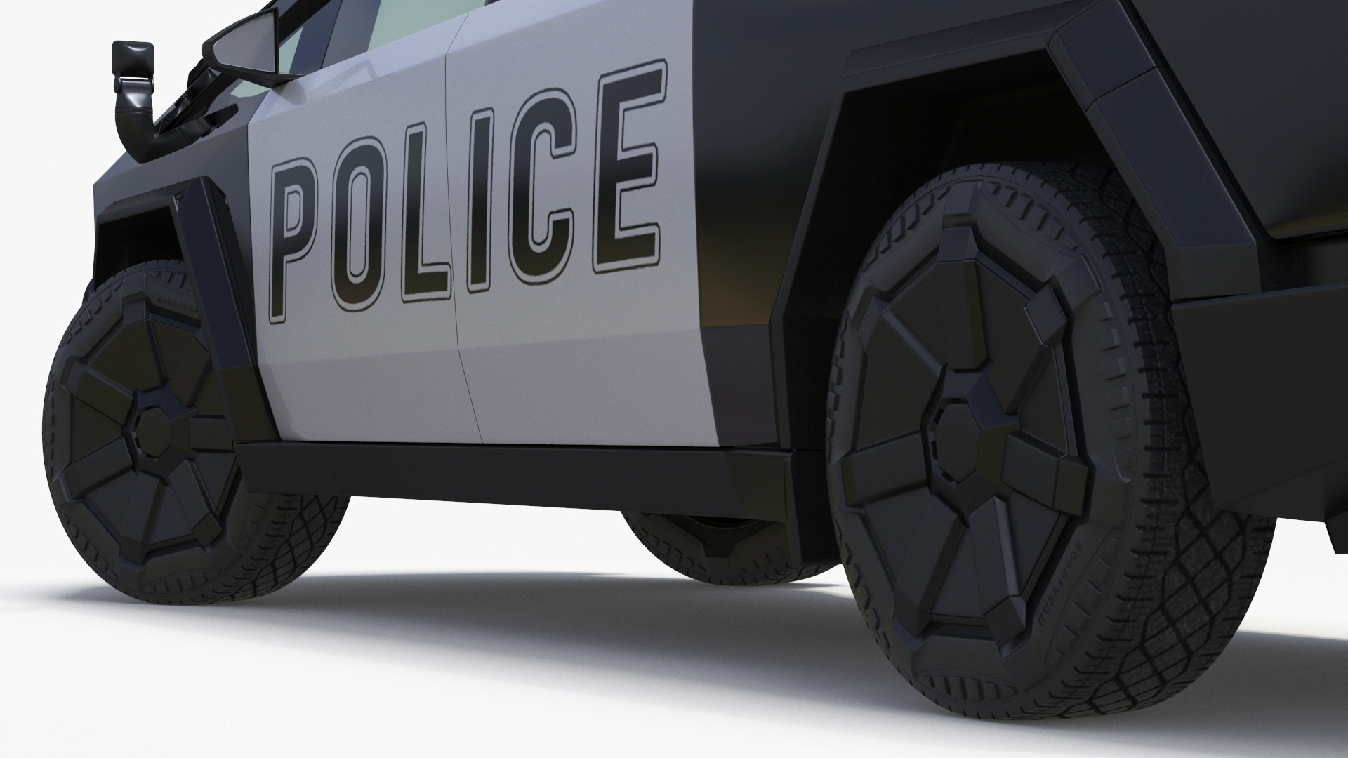 Tesla Cybertruck Police Patrol Vehicle Rigged for Cinema 4D 3D model