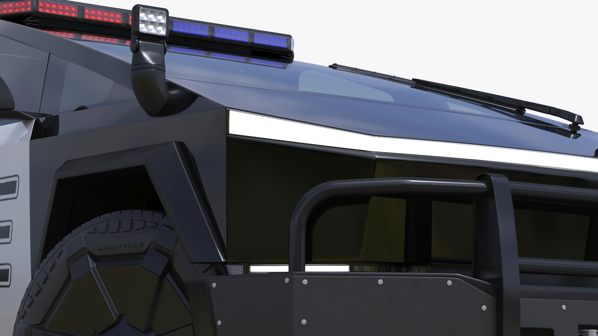 Tesla Cybertruck Police Patrol Vehicle Rigged for Cinema 4D 3D model