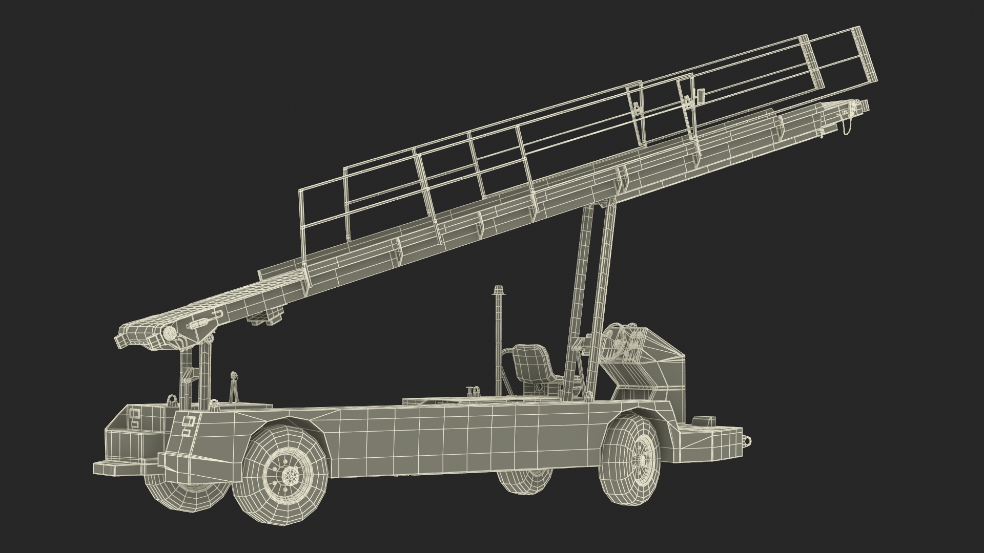 Airport Baggage Convey Tractor Belt Loader Rigged 3D model