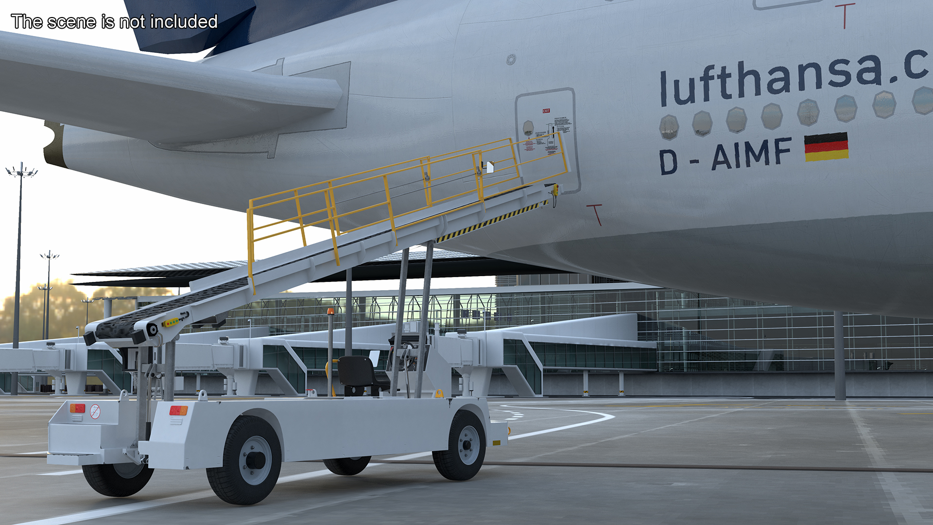 Airport Baggage Convey Tractor Belt Loader Rigged 3D model