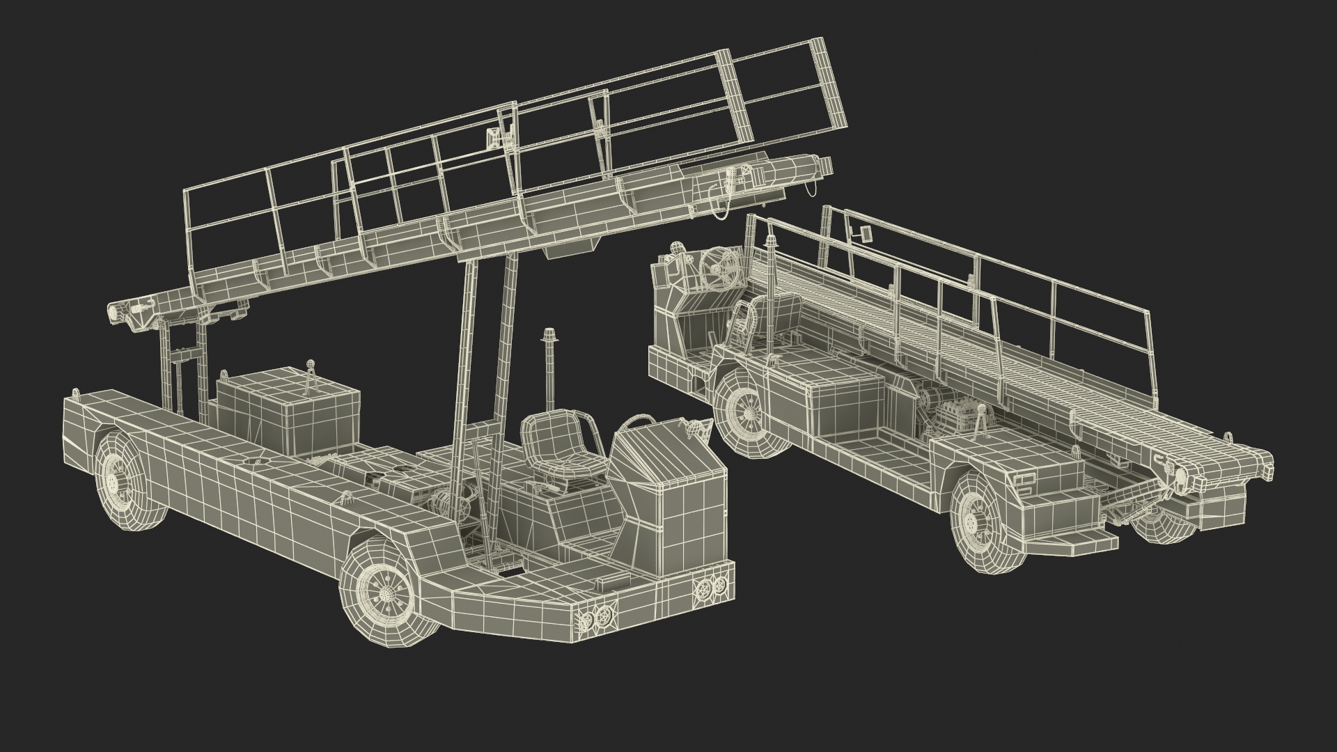 Airport Baggage Convey Tractor Belt Loader Rigged 3D model