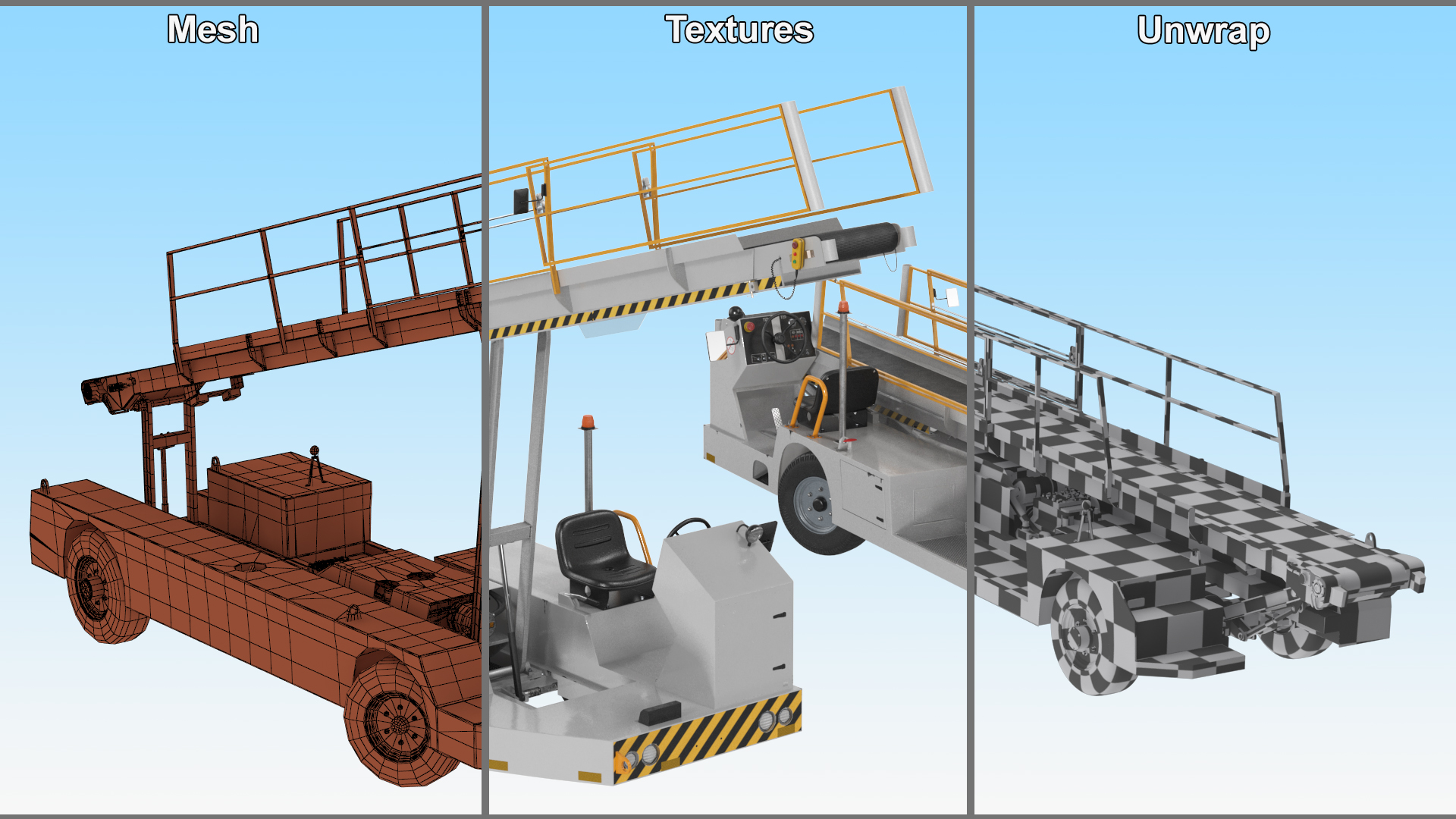 Airport Baggage Convey Tractor Belt Loader Rigged 3D model