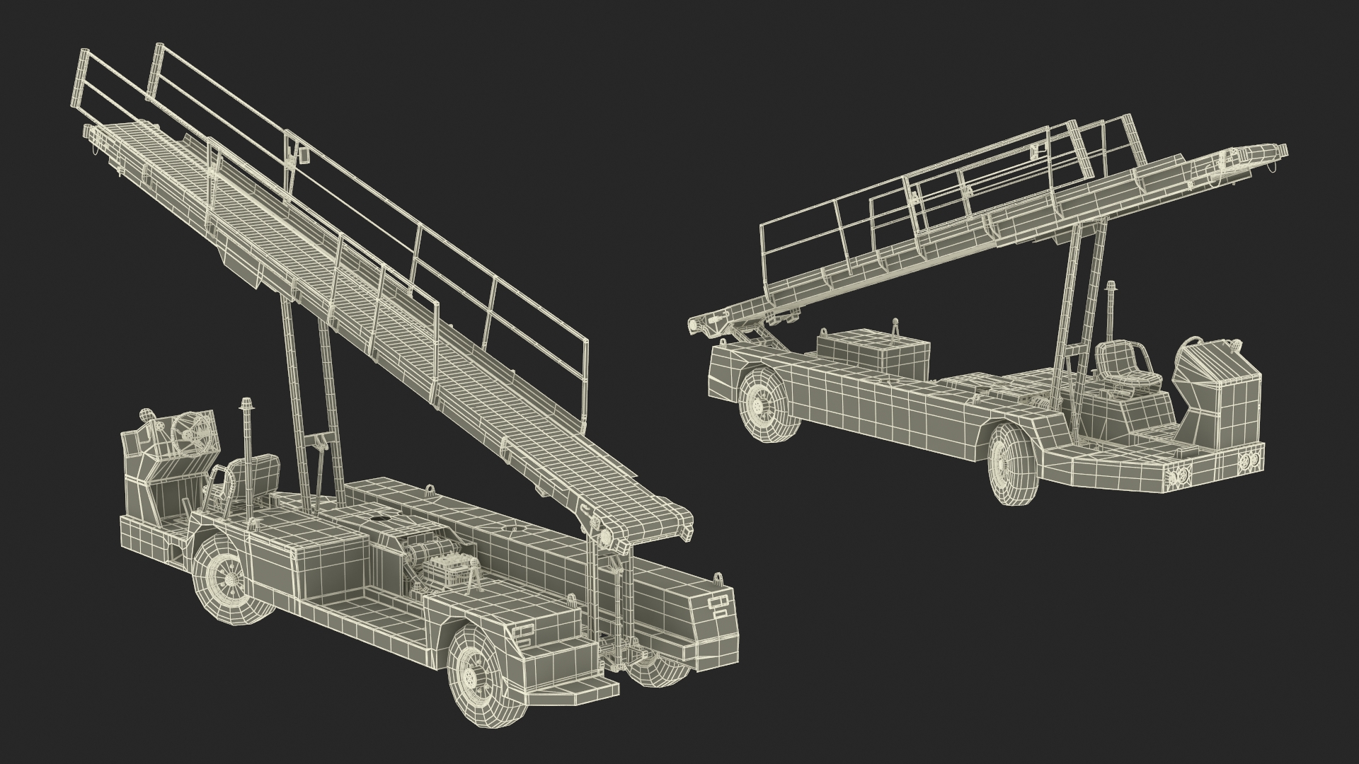 Airport Baggage Convey Tractor Belt Loader Rigged 3D model