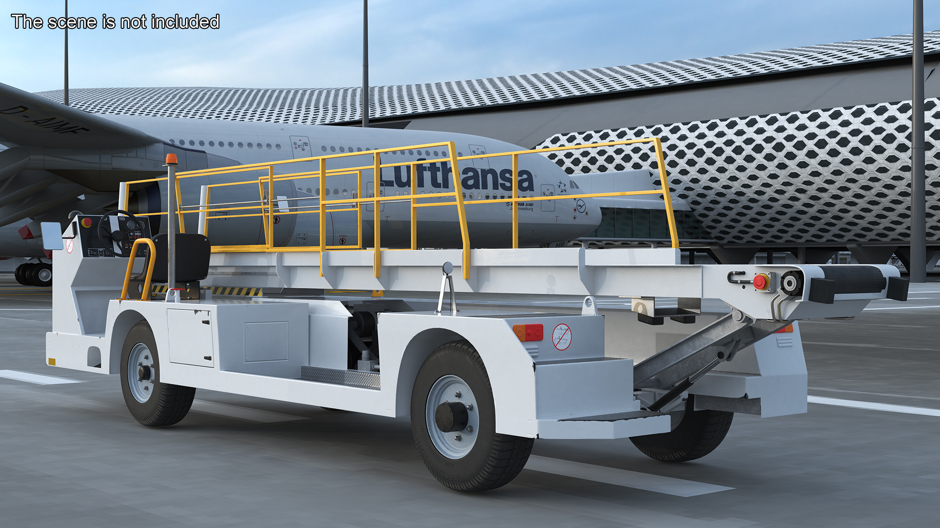 Airport Baggage Convey Tractor Belt Loader Rigged 3D model