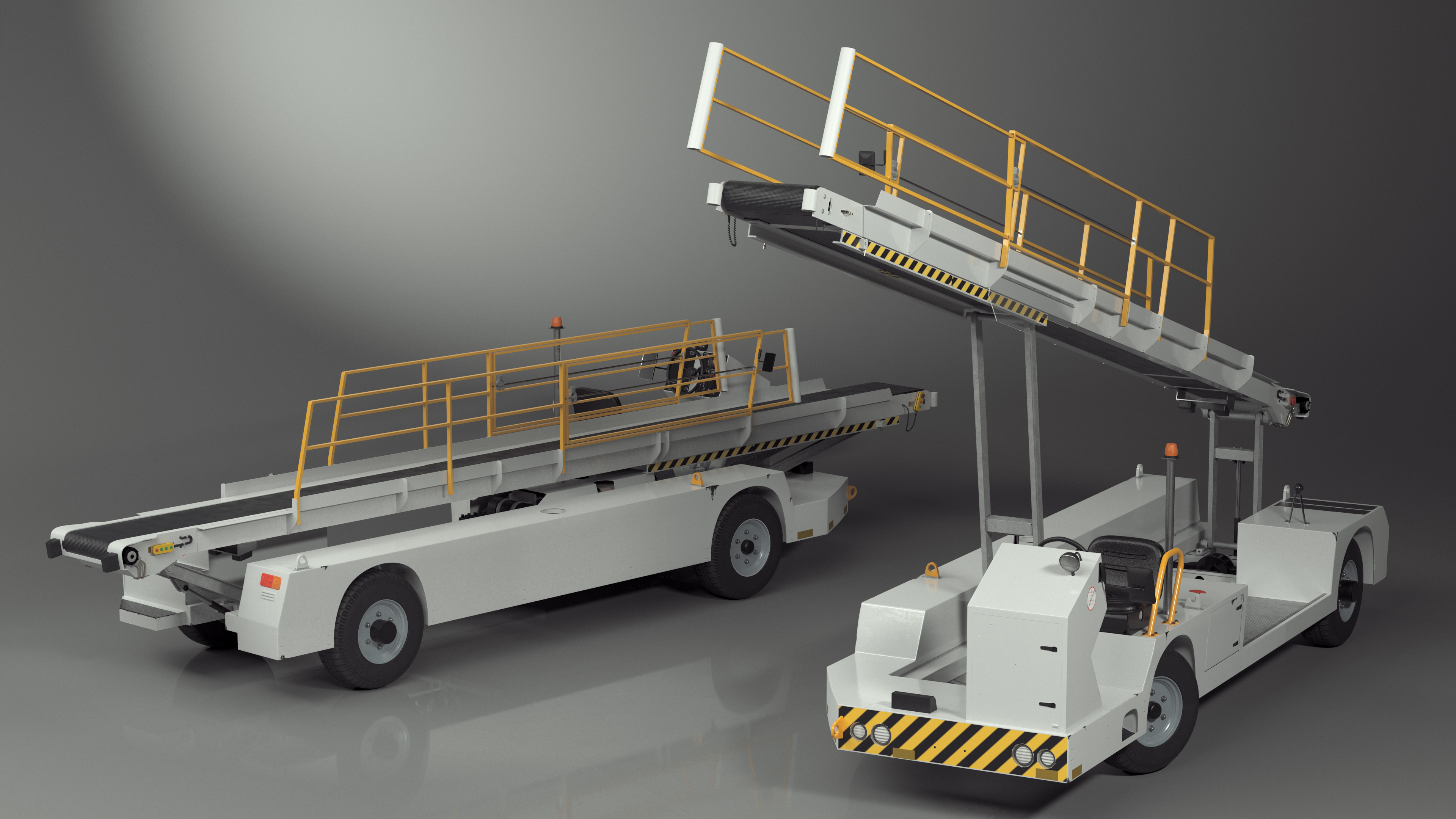 Airport Baggage Convey Tractor Belt Loader Rigged 3D model