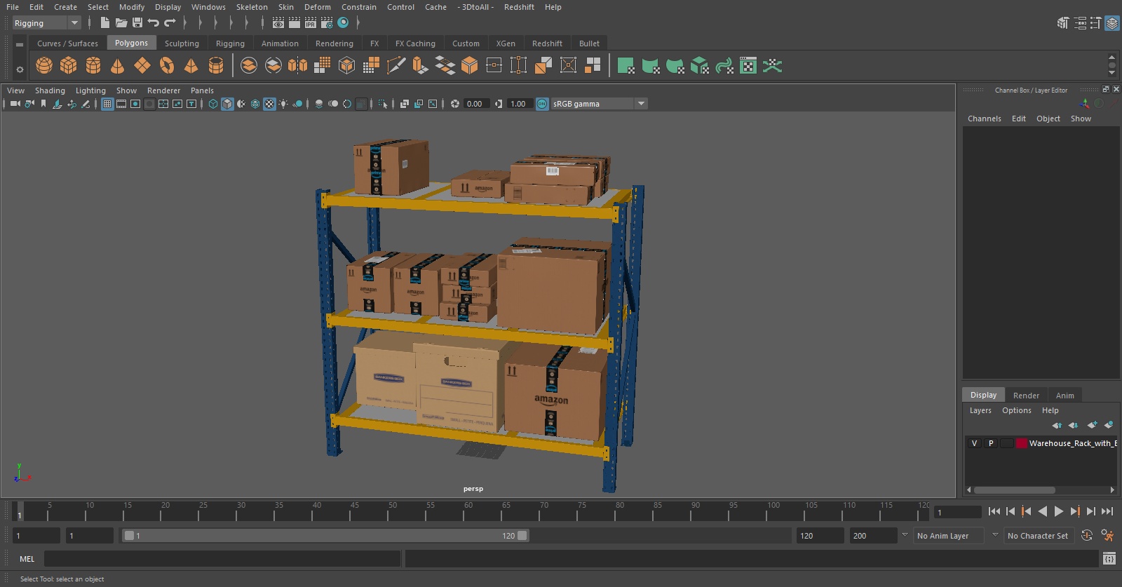 3D model Warehouse Rack with Boxes