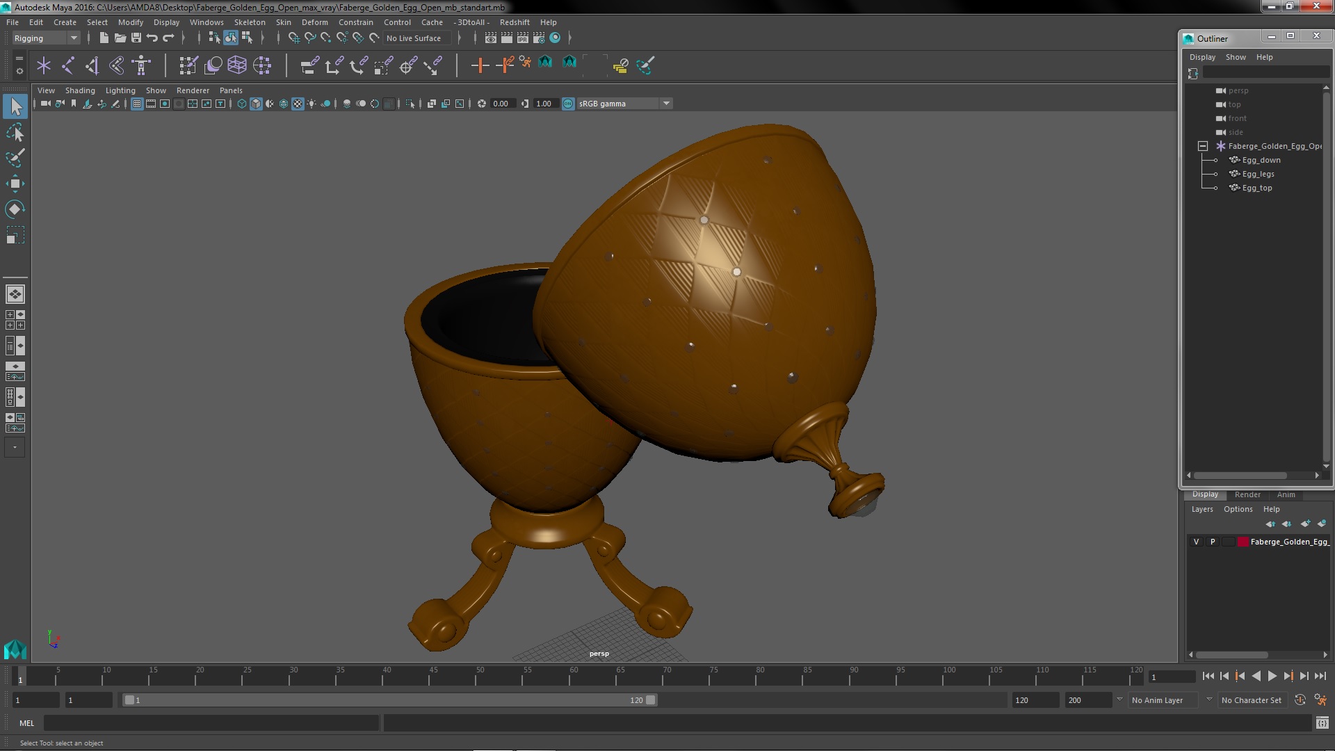 3D Faberge Golden Egg Open model