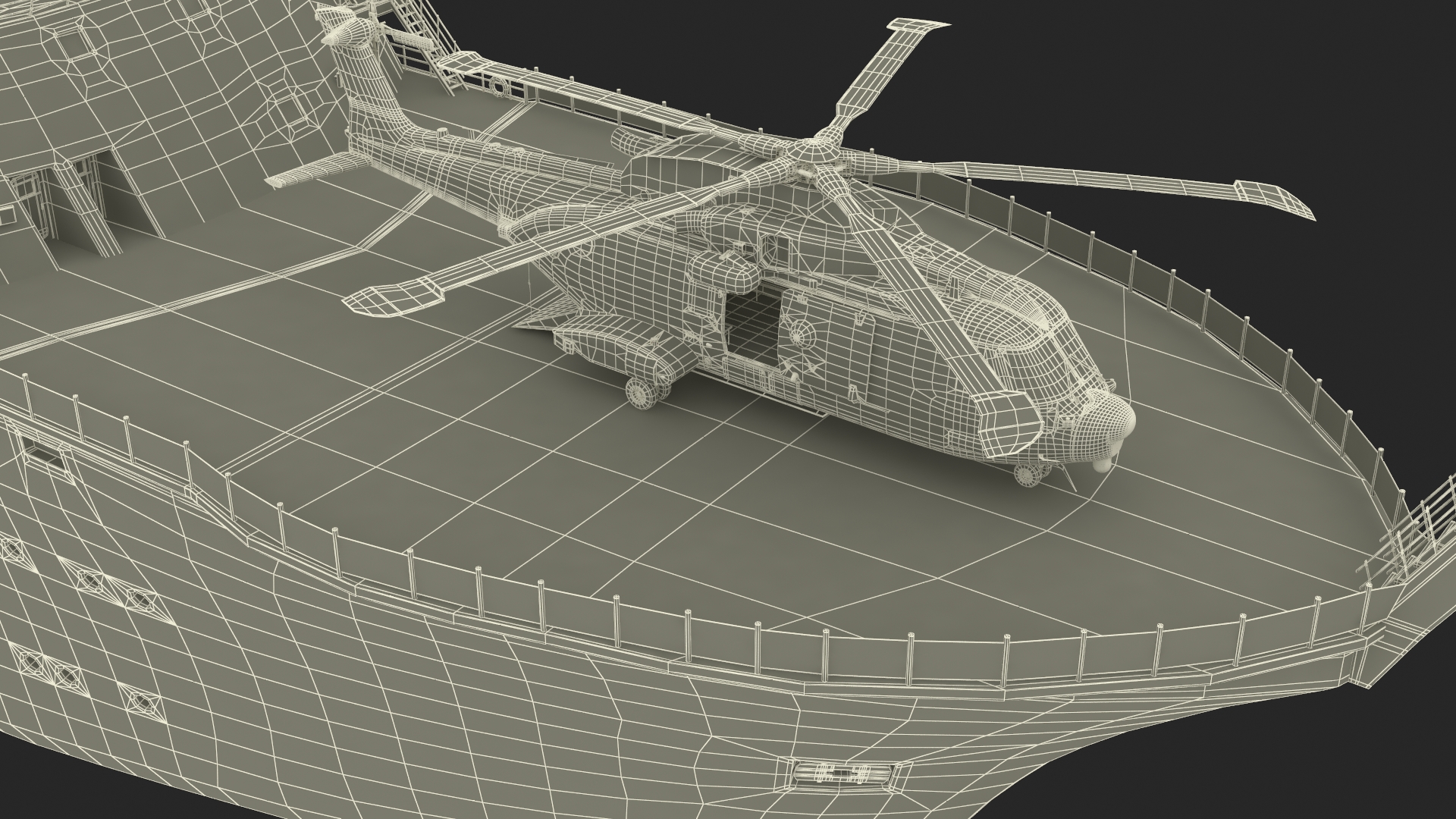 Falkor Too Research Vessel with Transport Helicopter 3D