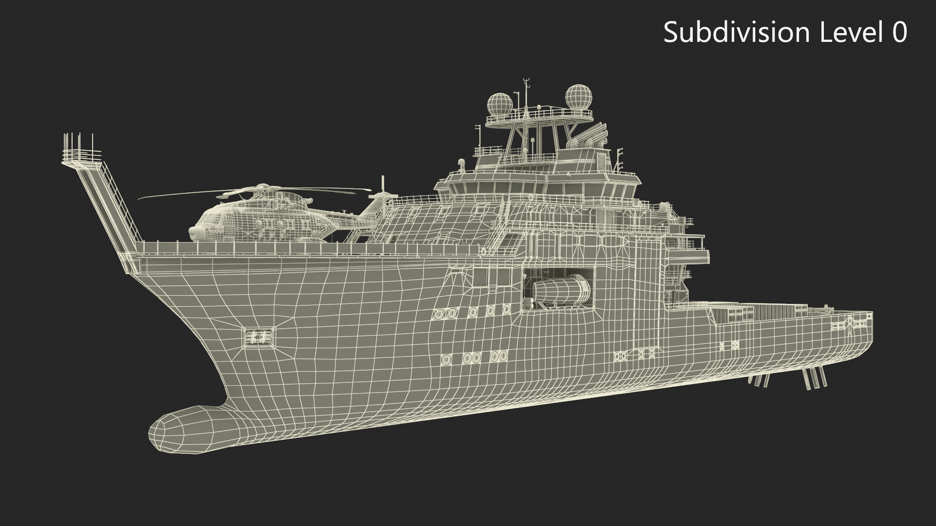 Falkor Too Research Vessel with Transport Helicopter 3D