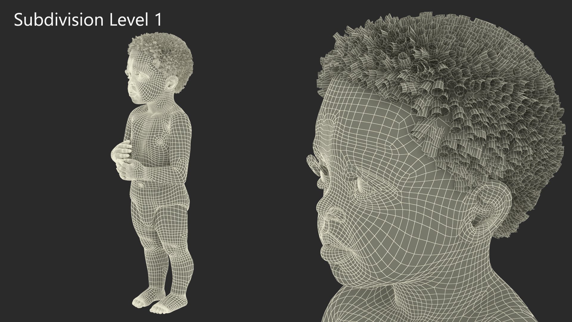 3D Toddler Boy Dark Skinned in Diaper Standing model