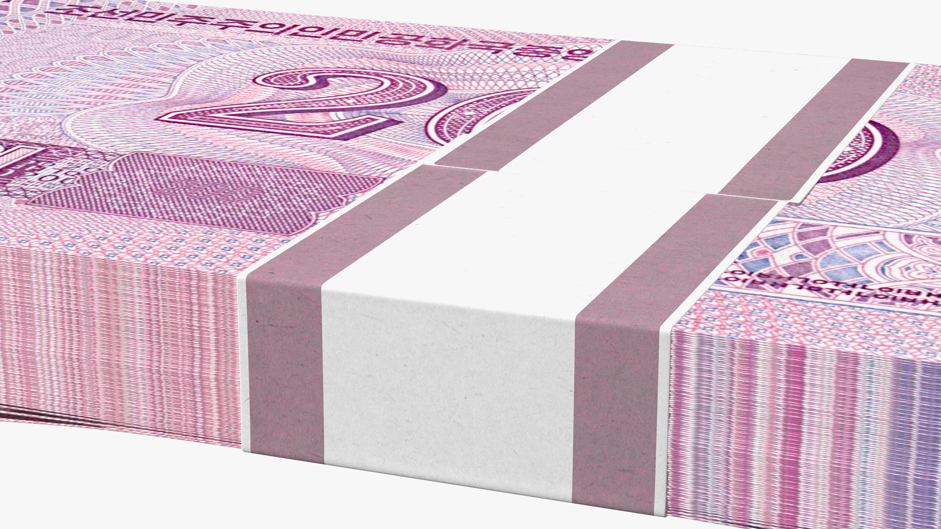 North Korea 200 Won Banknotes Pack 3D model