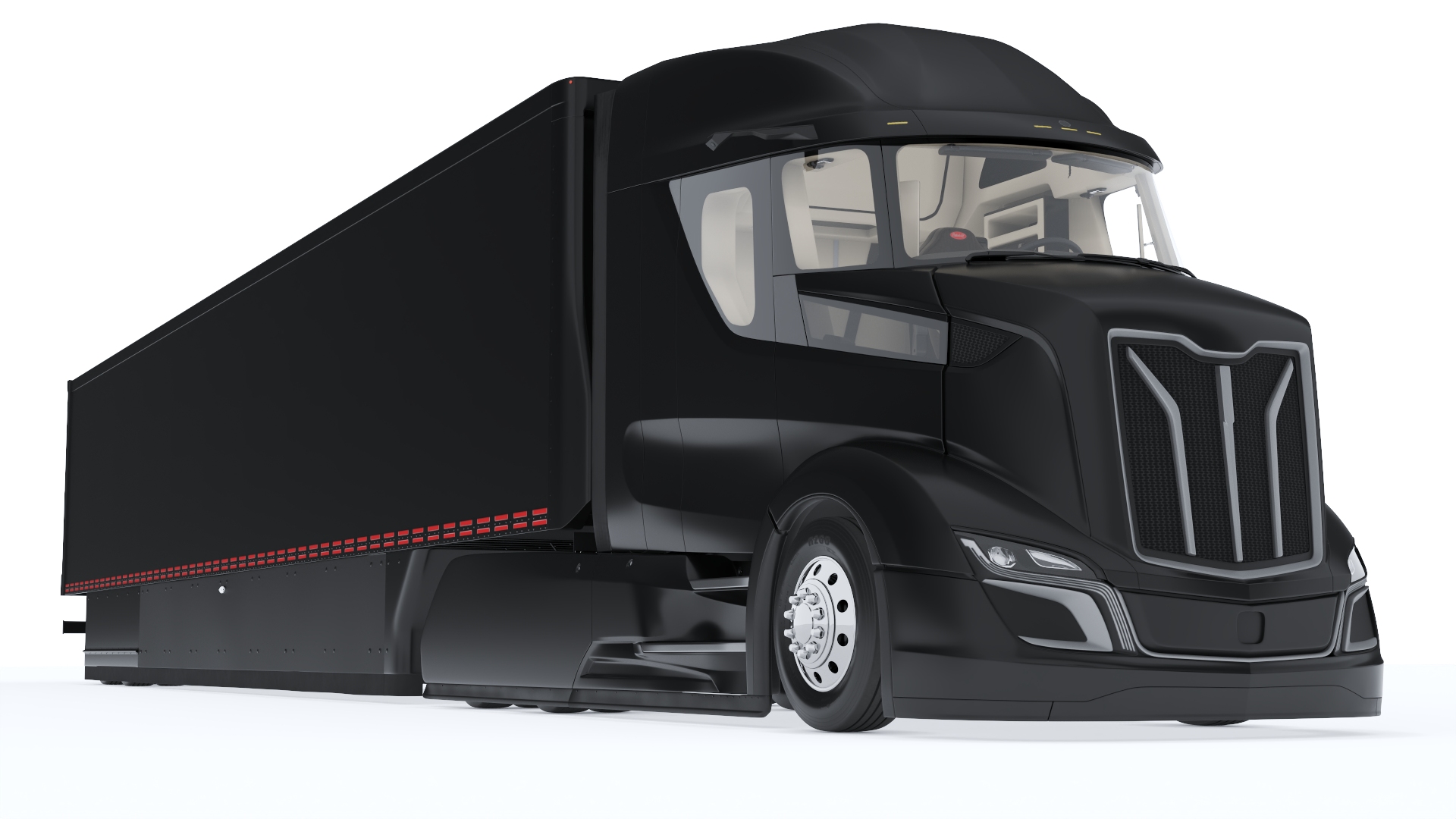 Advanced Long Haul Truck and Trailer Black Rigged 3D model