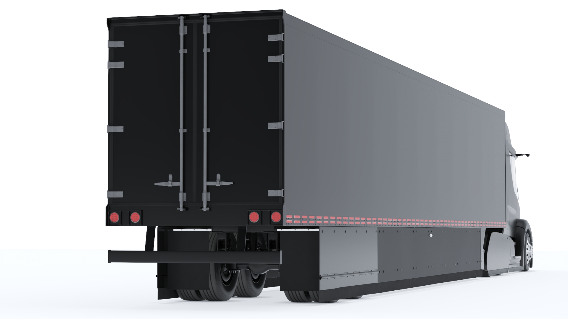 Advanced Long Haul Truck and Trailer Black Rigged 3D model