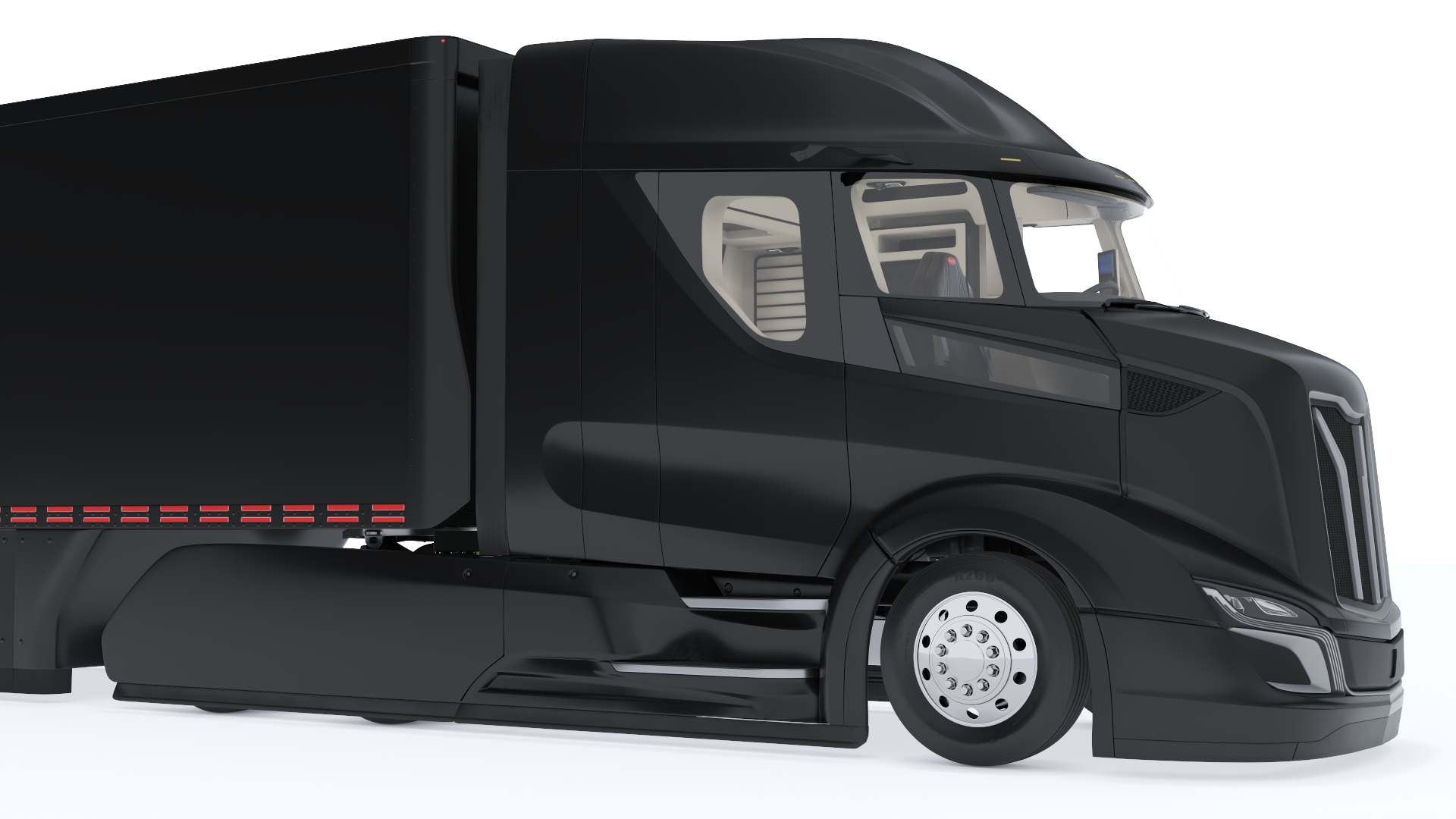 Advanced Long Haul Truck and Trailer Black Rigged 3D model