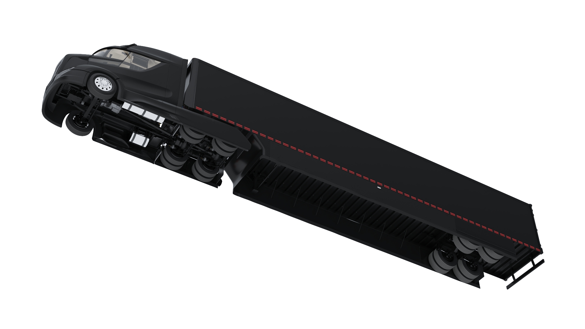 Advanced Long Haul Truck and Trailer Black Rigged 3D model