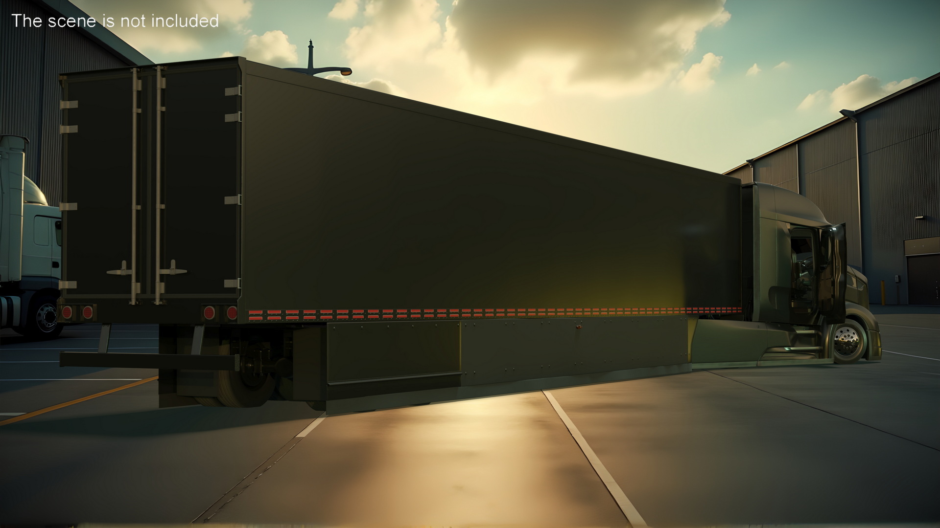 Advanced Long Haul Truck and Trailer Black Rigged 3D model