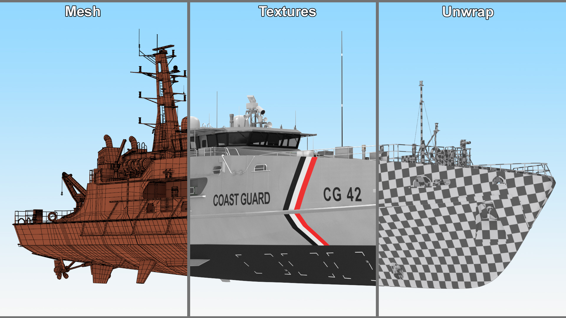 TTS Scarborough CG42 Coast Guard Rigged 3D model