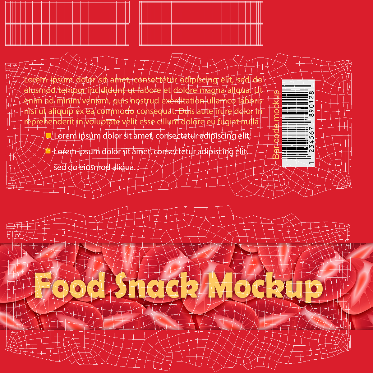 Small Food Package Mockup Red 3D model