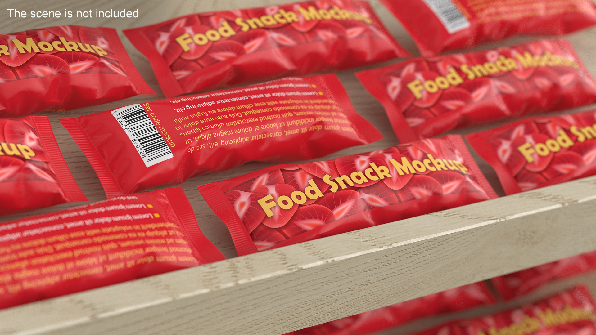 Small Food Package Mockup Red 3D model