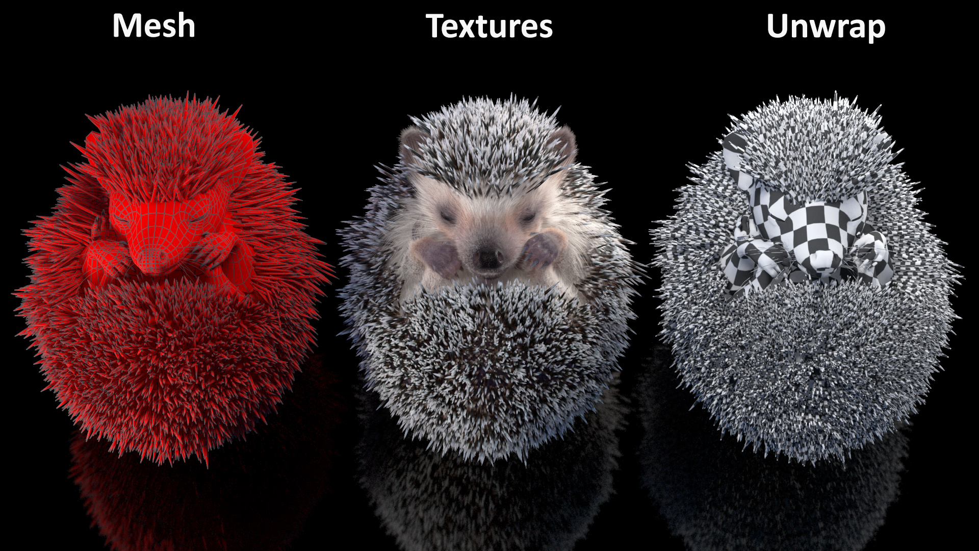 White Sleeping Hedgehog Fur 3D