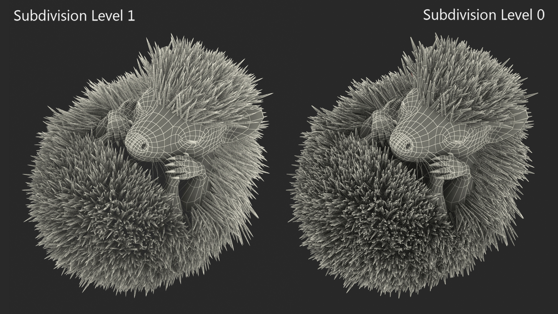 White Sleeping Hedgehog Fur 3D