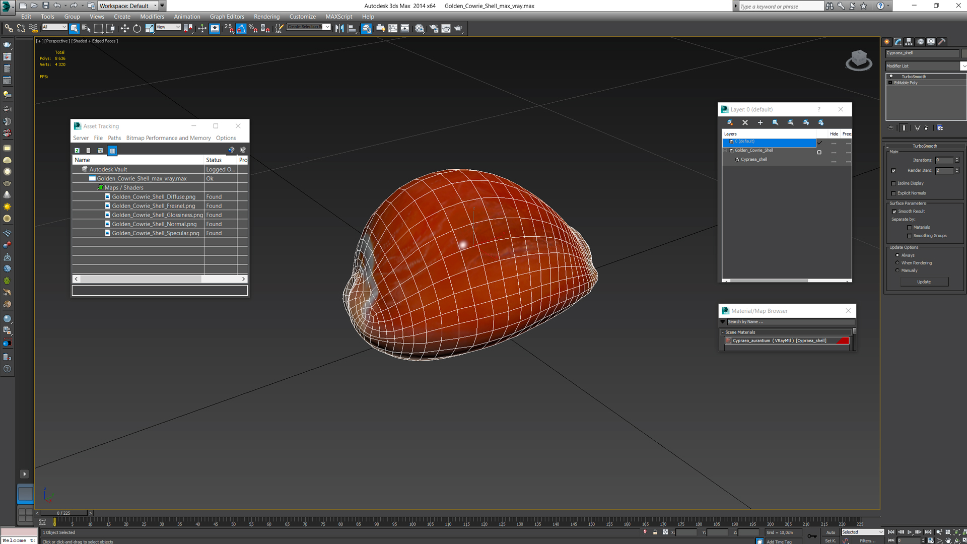 Golden Cowrie Shell 3D model