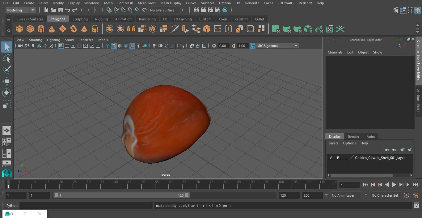 Golden Cowrie Shell 3D model