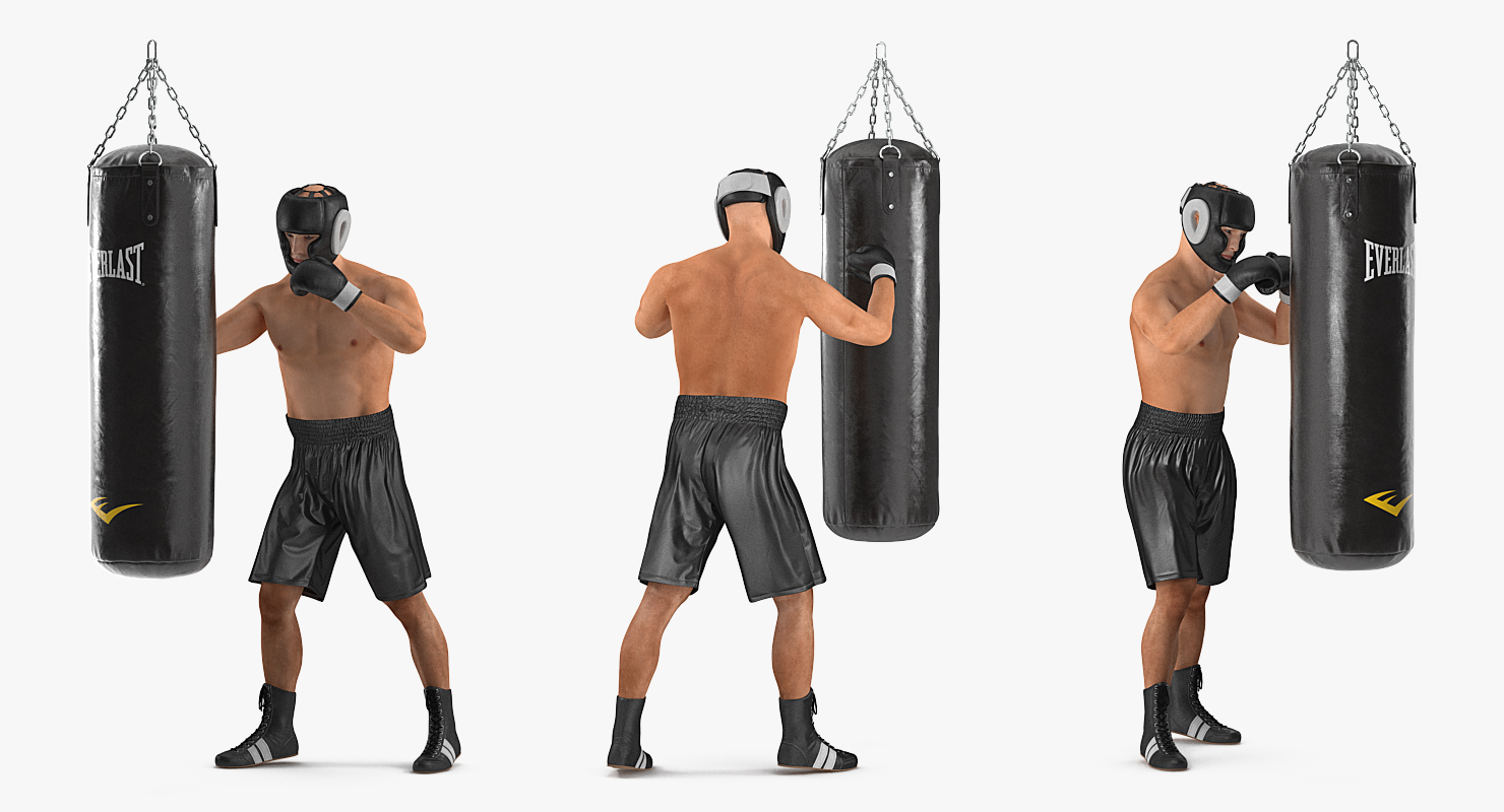 3D model Punching Bag with Boxer Rigged