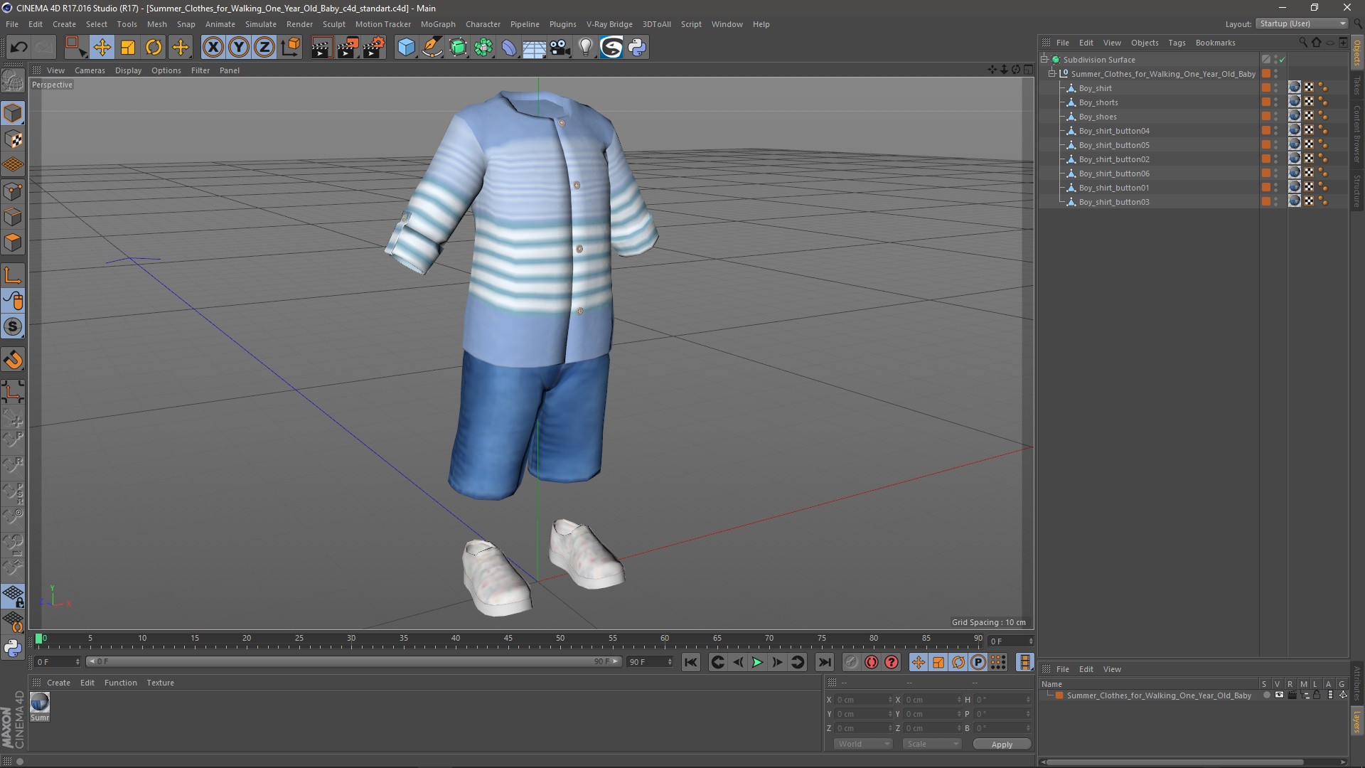 Summer Clothes for Walking One Year Old Baby 3D model