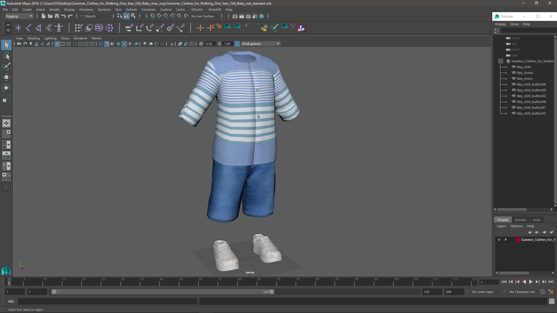 Summer Clothes for Walking One Year Old Baby 3D model