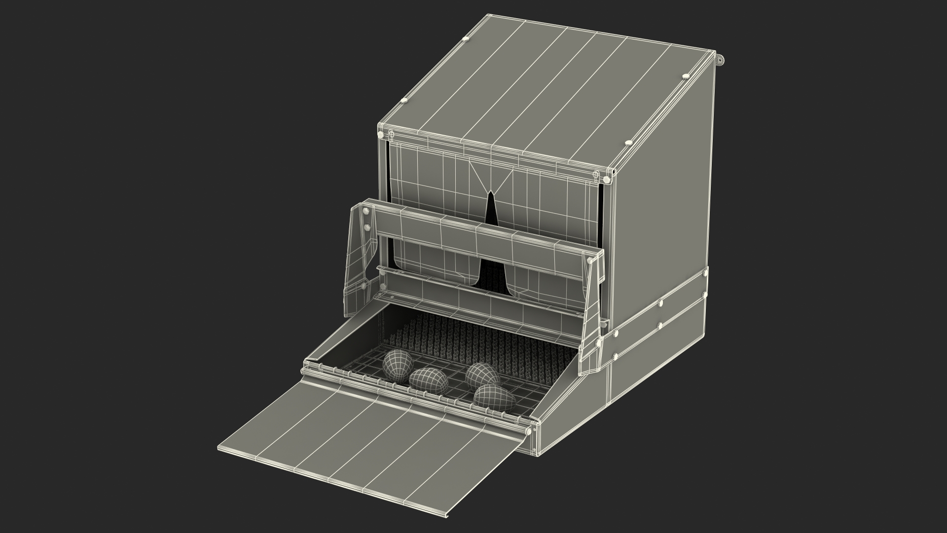 Small Reversible Rollaway Nest Box with Eggs 3D model